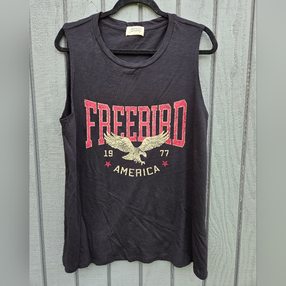 NWOT Freebird Graphic Tank Black Red